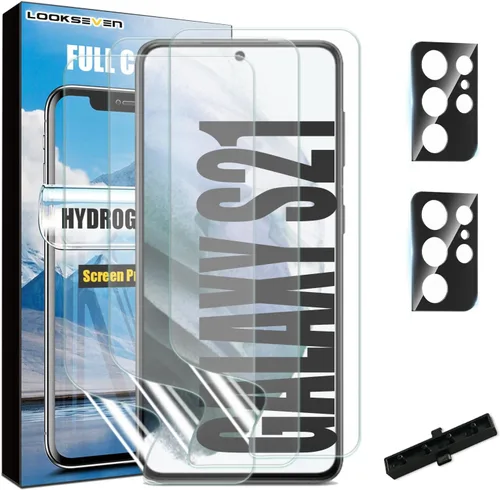 Miniatura 18 de LOOKSEVEN Paquete de 3 protectores de pantalla de película de hidrogel (no vidrio) + 2 paquetes de protectores de lente de cámara de vidrio templado
