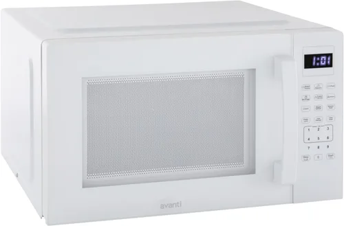 Avanti Horno de microondas compacto de 1000 vatios para encimera con 9 ajustes de cocción preestablecidos, descongelación rápida y por peso, panel