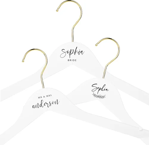 Andaz Press Percha de novia personalizada, madera blanca de primera calidad para vestido de novia, vestidos de dama de honor, fiesta nupcial, regalo