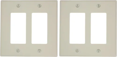 Leviton 80609-T - Placa decorativa GFCI para pared, 2 ventanas, almendra clara (paquete de 2)