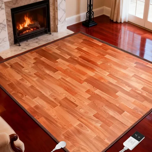 Tapete calentador de PVC, 4.9 x 6.6 pies, almohadilla térmica eléctrica con termostato, calentador de suelo de calefacción rápida fácil de limpiar