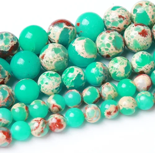 Miniatura 45 de Cuentas Redondas Sueltas de Gemas Naturales, Cuentas de Piedra Energética de Cristal para Hacer Joyas 15" (Jade Hielo, 10MM)
