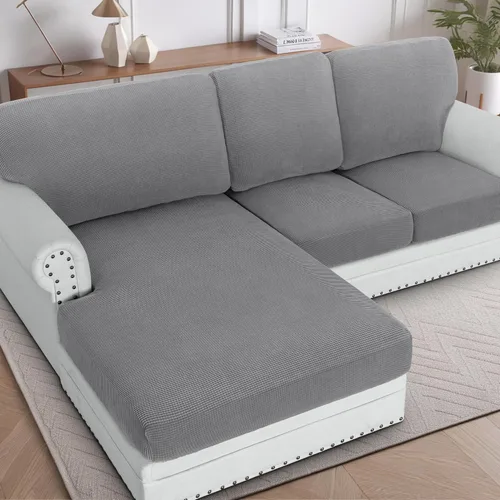 Miniatura 11 de H.VERSAILTEX Fundas para sofá seccional, 4 piezas, fundas de cojín de asiento de sofá en forma de L, fundas de cojín separadas para chaise longue
