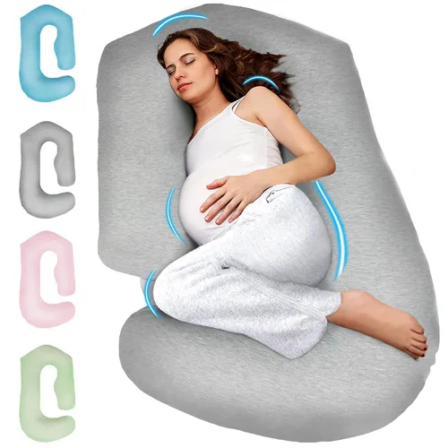 Miniatura 12 de PILLANI Almohadas de embarazo para dormir - Almohada de cuerpo completo en forma de V C U con funda extraíble, almohada de maternidad refrescante