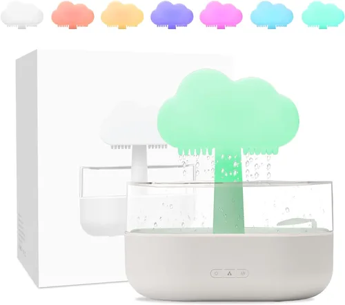 Humidificador de lluvia y nube de agua, lámpara de lluvia de hongos, cascada, difusor de lluvia de aceite esencial de aromaterapia, luz nocturna de