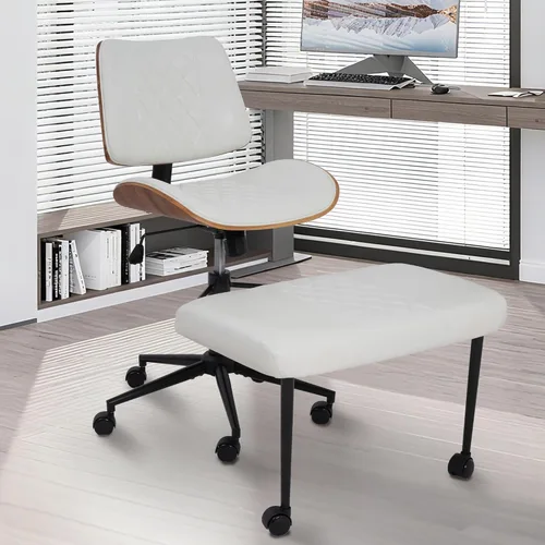 Miniatura 10 de Silla de oficina ergonómica con patas cruzadas con ruedas, altura ajustable y giratoria de 360° para meditación, escritorio y yoga, diseño cruzado