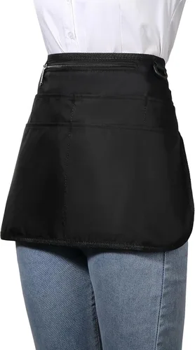 Miniatura 5 de Delantal de servidor impermeable para mujeres con 6 bolsillos, delantal de camarera fácil de poner y quitar, delantal de trabajo para cantinero