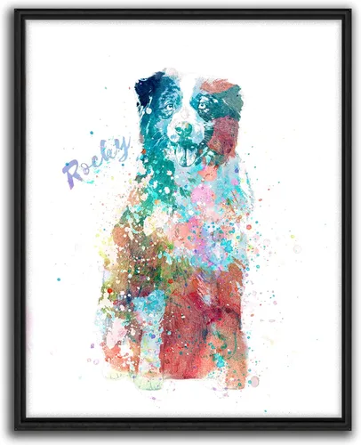 Personal-Prints | Regalo de arte personalizado para pared de perro, impresión artística moderna personalizada única de estilo acuarela | La raza y