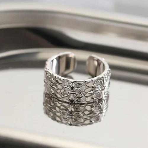 Miniatura 3 de Anillo vintage de acero inoxidable de ojo de horus, anillo de ojo de dios, anillo ajustable de cruz de flor abierta de seis caracteres, anillo