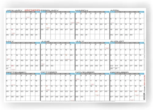 2026 laminado - Calendario de pared grande borrable de 24 x 36 pulgadas, horizontal, anual de 12 meses