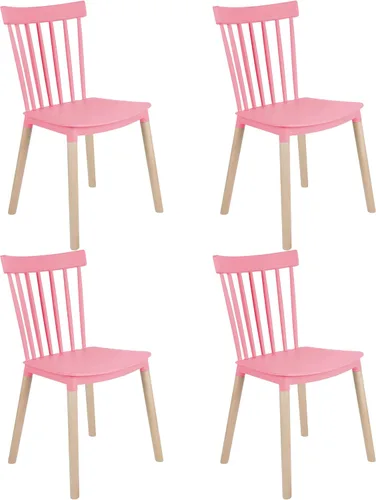 Miniatura 9 de DSW - Sillas de comedor de plástico modernas sin brazos con patas de madera para estar, dormitorio, cocina, comedor, sala de espera, restaurantes