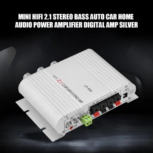 Miniatura 5 de Mini amplificador de potencia de audio estéreo HiFi 2.1, amplificador digital profesional para automóvil o hogar, plateado