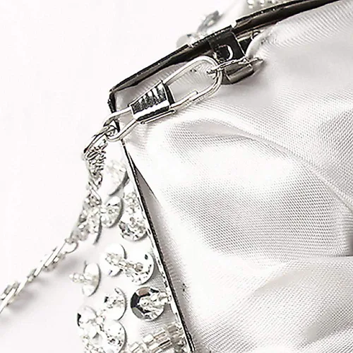 Miniatura 4 de Vistatroy Bolso de noche de diseño floral con cuentas con diseño de lentejuelas vintage cierre de beso bolso de mano de satén bolso de mano