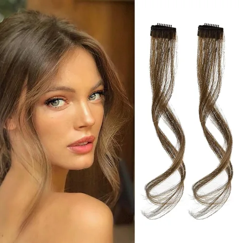 Miniatura 16 de REECHO Flequillos Laterales Largos con Ondas Rizadas, Flequillo de Cortina con Clip, Flequillos Frontales Laterales que Enmarcan el Rostro