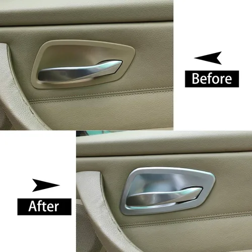 Miniatura 2 de Accesorios de coche ABS cromo interior puerta tazón cubierta Trim 4pcs para BMW E90 3 serie 2005-2012 (plata)