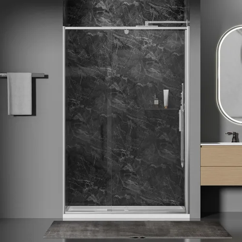Miniatura 9 de Findepot Puerta de ducha pivotante de vidrio de 38-42" x 71" con vidrio transparente de 1/4" (6mm), puerta de ducha pivotante con acabado de níquel