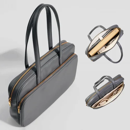 Miniatura 3 de Bolsa de mano para computadora portátil de 14 pulgadas para hombres y mujeres, maletín de negocios, oficina, viajes, trabajo, bolsa de transporte