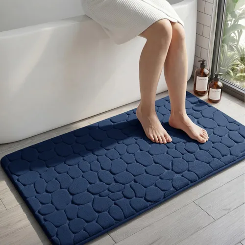 Miniatura 33 de YIHOUSE - Alfombra de espuma viscoelástica para pasillo, alfombras de baño con patrón de adoquín, superabsorbentes, alfombras de baño lavables a