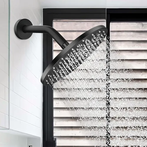 Miniatura 5 de 123815BL Repuesto para Moen de 8 pulgadas, brazo de ducha básico anti-fugas montado en pared/techo con brida y accesorios curvos, hecho de latón