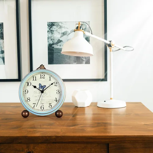 Miniatura 4 de Maxspace Reloj analógico de 5.2 pulgadas, reloj de escritorio retro silencioso sin tictac y funciona con pilas con movimiento de cuarzo, decoración