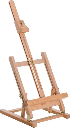 U.S. Art Supply - Caballete de estudio con marco en H de madera de haya ajustable, con capacidad para hasta 16.0 in, soporte de mesa portátil