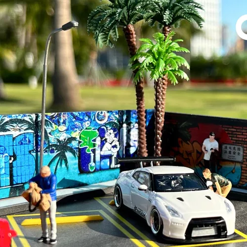 Miniatura 5 de Vitrina de 1/64, vitrina Hotwheels con pantalla de 1/64, aparcamiento con pantalla de 1/64 diorama con luces LED, vitrina modelo para 5 espacios