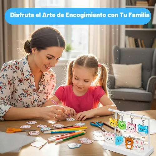 Miniatura 2 de Auihiay Set de 198 Piezas de Plástico Termocontraíble Incluye 20 Hojas de Papel Termocontraíble, Perforadora, Accesorios de Llaveros y Lápices