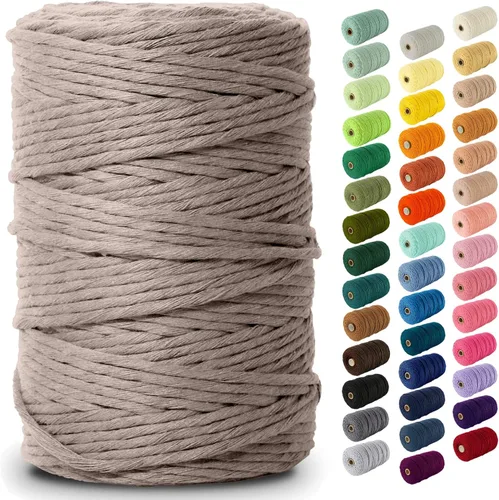 Miniatura 39 de Nook Theory - Cuerda de macramé de 3 mm, 220 yardas de cuerda de algodón, hilo de 4 mm y 5 mm, cuerda para manualidades, perfecta para colgantes