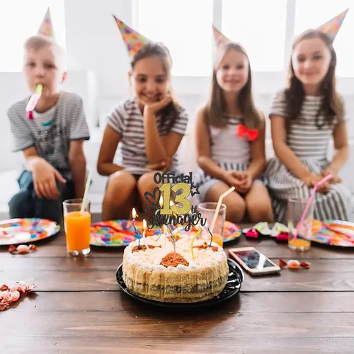 Miniatura 6 de Rsstarxi Paquete de 1 decoración oficial para pastel de 13 cumpleaños con purpurina para adolescentes a 13 años de edad, número 13, fabulosa Negro