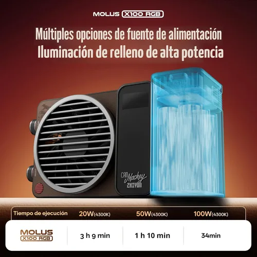 Miniatura 4 de ZHIYUN MOLUS X100 RGB PRO 100W Luz de Vídeo [Oficial] V2 Versión Mejorada Iluminación Profesional para Fotografía Portátil Salida Continua