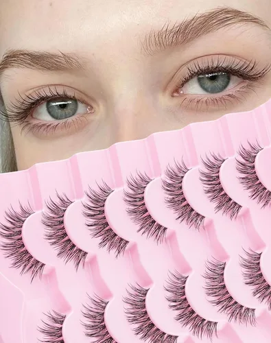 Miniatura 16 de Jiocolor Pestañas naturales pestañas postizas finas pestañas postizas cortas aspecto natural banda transparente pestañas postizas tira pestañas