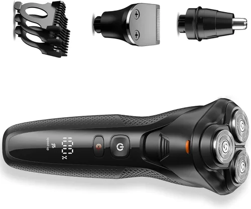 rategist Maquinilla de afeitar eléctrica inalámbrica para hombres: afeitadora 3 en 1 para barba/nariz/patillas - Kit de viaje impermeable IPX7