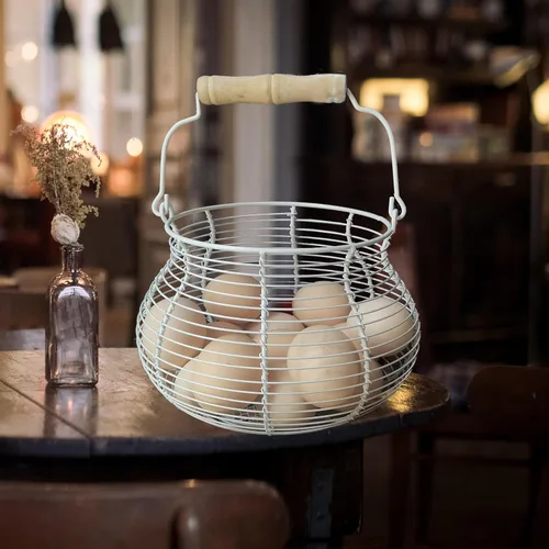 Miniatura 5 de LINCOUNTRY. Cesta de huevo de gallina para recoger huevos, cesta de huevos de alambre de granja para recoger huevos frescos con asa, cesta de metal