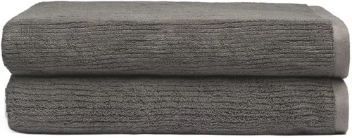 Cozy Earth Juego de toallas de baño acanaladas, 60% algodón, 40% viscosa de bambú, patrón acanalado texturizado suave y absorbente, paquete de 2