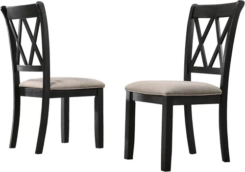 Roundhill Furniture Windvale - Silla de comedor tapizada de tela, juego de 2, color negro