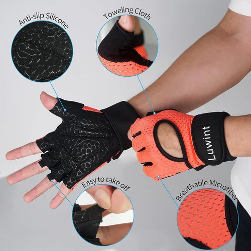 Miniatura 5 de Luwint Ventilated Workout Gloves, Flexible Full Palm Wrist Support for Men and Women Exercise, Weight Lifting, Gym, Cycling