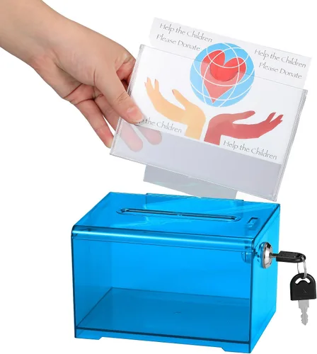 Miniatura 11 de Adir - Caja de sugerencias con ranura y candado, caja de donación acrílica para recaudación de fondos, caja de dibujo para rifa, caja de recaudación