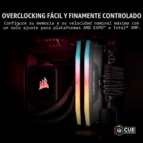 Miniatura 5 de CORSAIR Vengeance RGB RS DDR5 RAM 16GB (2x8GB) Hasta 6000MHz CL36-44-44-96 1.35V AMD EXPO Intel XMP Memoria de escritorio para computadora - Gris