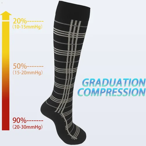 Miniatura 3 de Calcetines de compresión de 20-30 mmHg para mujeres y hombres, apoyan la circulación graduada para correr, viajar, atletismo (paquete de 4)