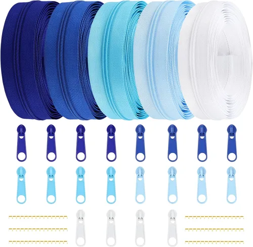 Miniatura 20 de DOITEM 31 yardas, 10 unidades de cremalleras de costura #3, cremalleras de bobina de nailon surtidos para coser con 40 deslizadores de cremallera