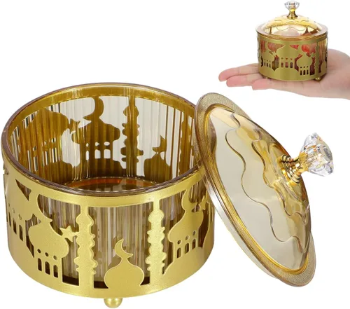 Miniatura 2 de EXCEART Bandeja de aperitivos de Oriente Medio con cubierta para golosinas Eid Nuts Frutos secos Fiesta Plato de té Celebraciones en el hogar