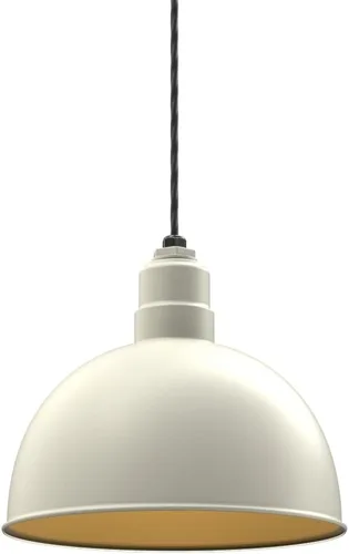 Miniatura 40 de Steel Lighting Co. Colgante de cuenco rosa Lámpara montada en el techo Cúpula de 15 pulgadas vástago de 12 pulgadas Estilo granero de acero