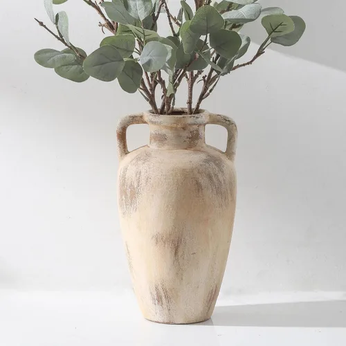 Miniatura 8 de Florero de cerámica con asas, jarrón de 12 pulgadas de alto para centros de mesa, grandes jarrones decorativos de terracota, jarrones rústicos