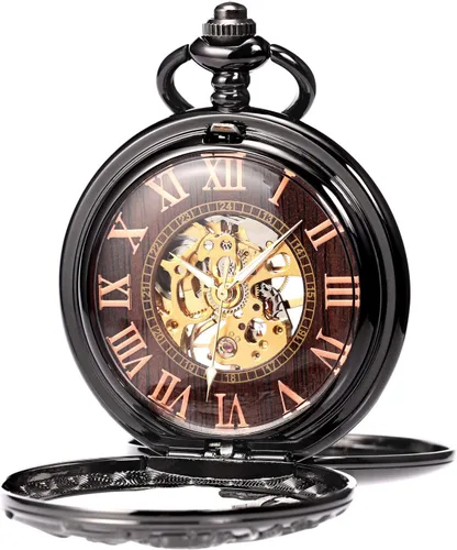 Miniatura 2 de Reloj de bolsillo mecánico de dragón antiguo con cadena