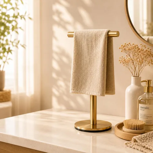 Miniatura 5 de Soporte para toallas de mano de baño, soporte para toallas de mano en forma de T, soporte de acero inoxidable SUS304 para baño, cocina o encimera