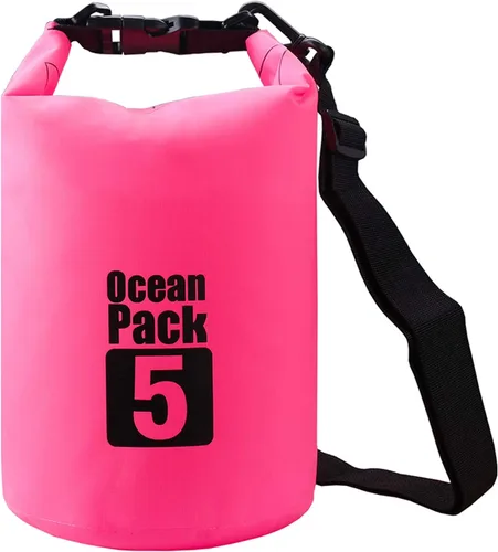 Miniatura 37 de 2L/3L/5L/10L/15L/20L/30L 500D Lona resistente PVC impermeable bolsa seca saco para kayak/canoa/pesca/rafting/natación/campamento/snowboard Rosado