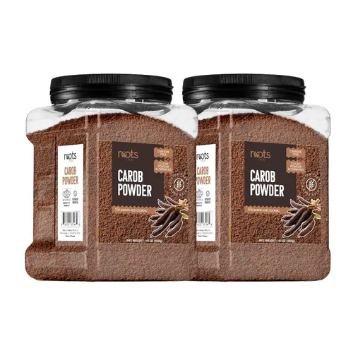 Miniatura 8 de Roots Circle Polvo de algarrobo premium sin azúcar Kosher a granel de 14 onzas – Alternativa al cacao en polvo Rico en fibra de cafeína sin