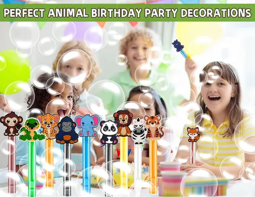 Miniatura 7 de 24 varitas de burbujas de animales para decoración de baby shower, temática de safari y selva, suministros de fiesta, relleno de bolsas de regalo