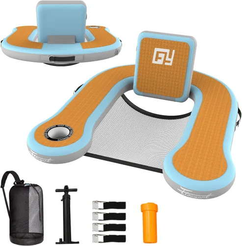 Miniatura 12 de Flotadores inflables para piscina para adultos, barra flotante inflable, portavasos integrado, espuma suave de EVA de 0.472 in, espacio