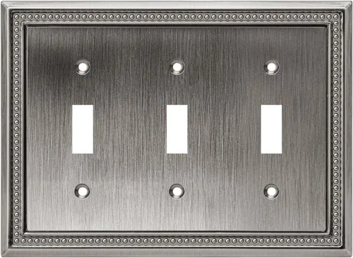 Miniatura 72 de Henne Bery Sunken Pearls - Placa de pared decorativa resistente para interruptor, cubierta para tomacorrientes (doble dúplex, níquel satinado)